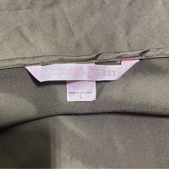 Vintage 2000s Olive Green Victorias Secret Satin Slip Dress - Picture 4 of 5